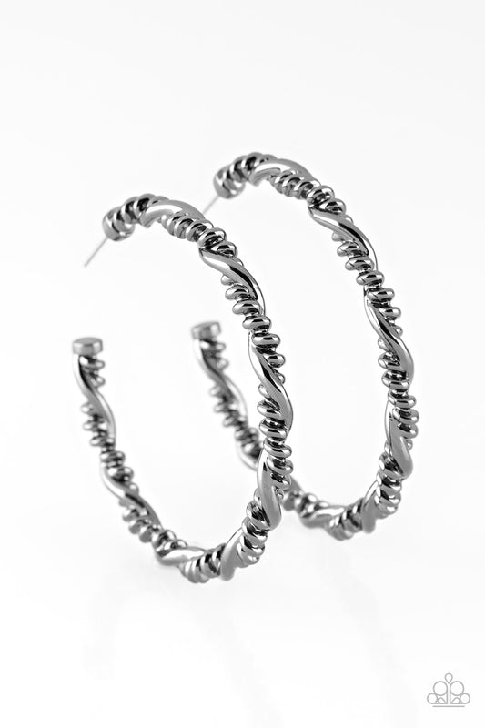 STREET MOD - BLACK GUNMETAL TWISTED HOOP EARRINGS