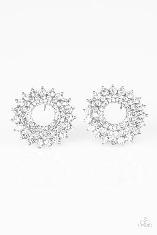 BUCKINGHAM BEAUTY - WHITE RHINESTONES STACKING POST EARRINGS