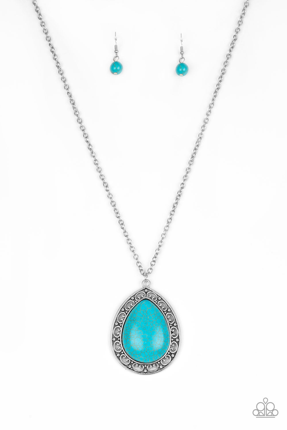 FULL FRONTIER - BLUE TURQUOISE TEARDROP NECKLACE