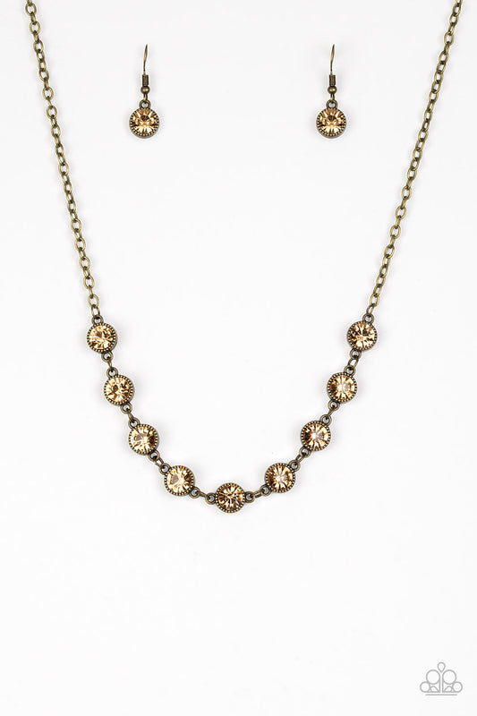 STARLIT SOCIALS - BRASS TOPAZ RHINESTONES NECKLACE