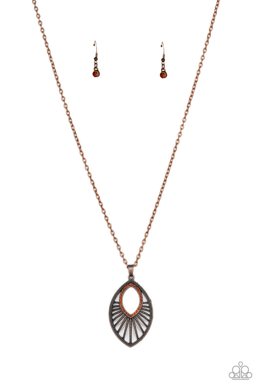 COURT COUTURE - COPPER TOPAZ RHINESTONES MARQUISE PENDANT LONG NECKLACE