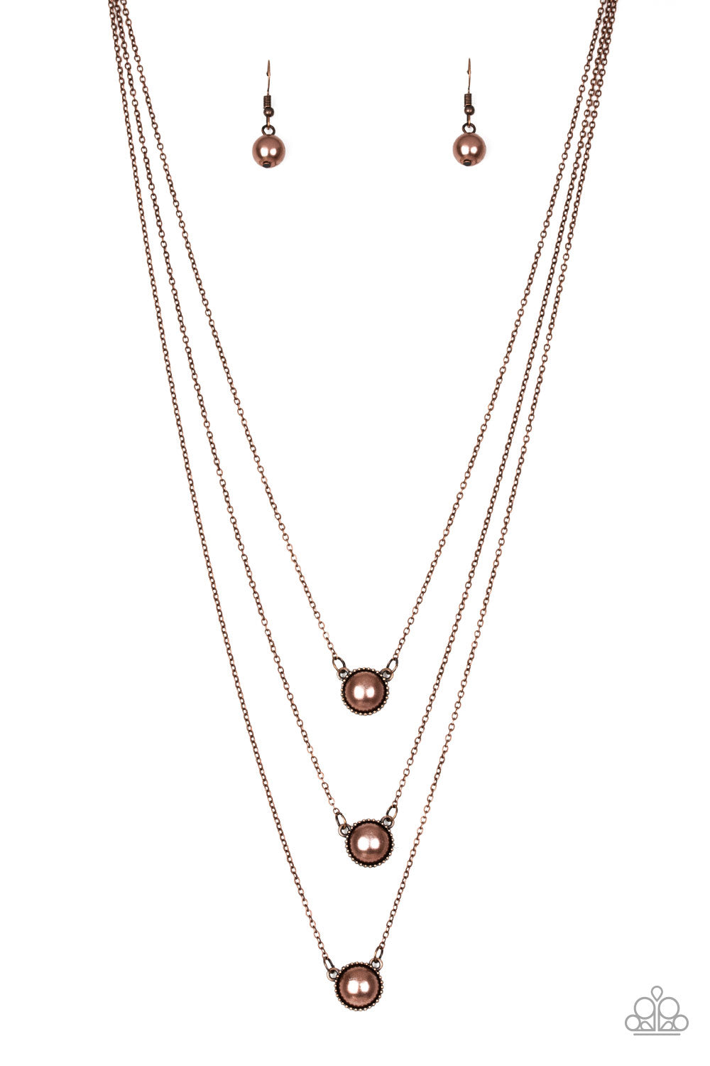 A LOVE FOR LUSTER - COPPER CHAINS PEARLS 3 LAYER NECKLACE