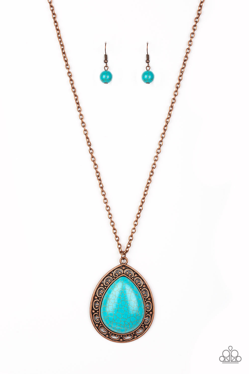 FULL FRONTIER - COPPER TURQUOISE TEARDROP NECKLACE