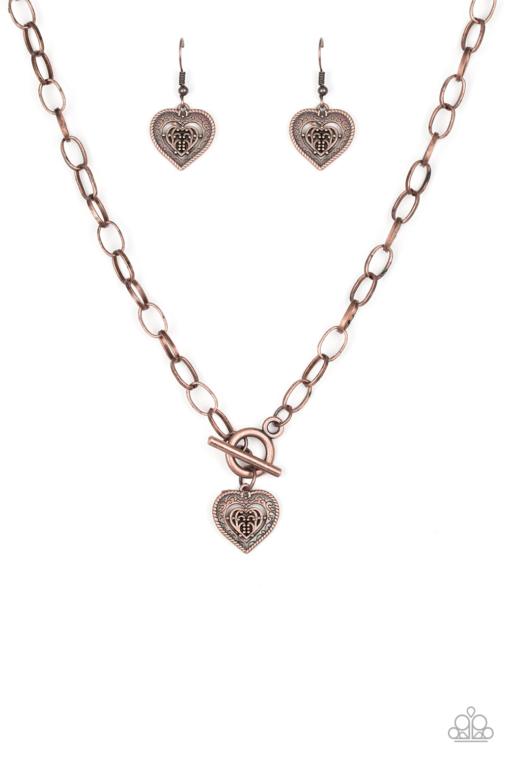 SAY NO AMOUR - COPPER TOGGLE HEART NECKLACE