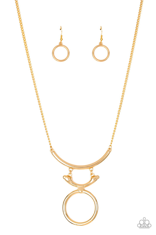 WALK LIKE AN EGYPTIAN - GOLD CIRCLE SUN GOD TRIBAL NECKLACE