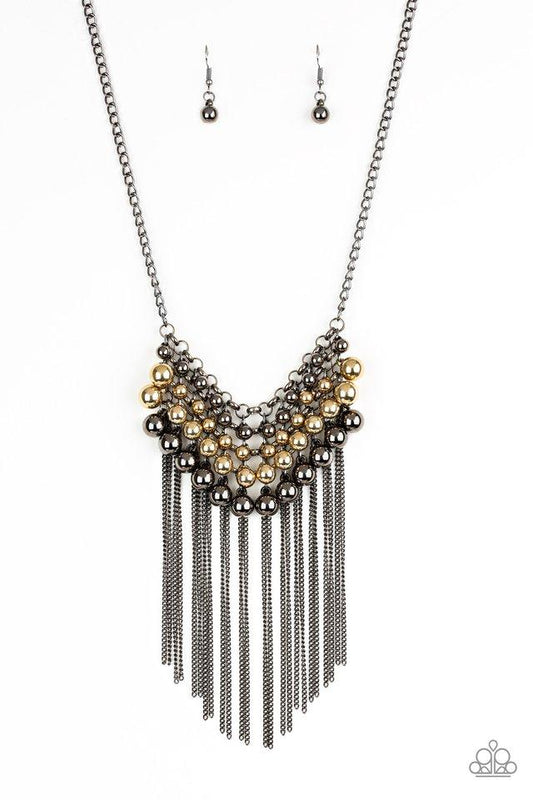 DIVA-DE AND RULE - MULTI BLACK AND GOLD FRINGE NECKLACE
