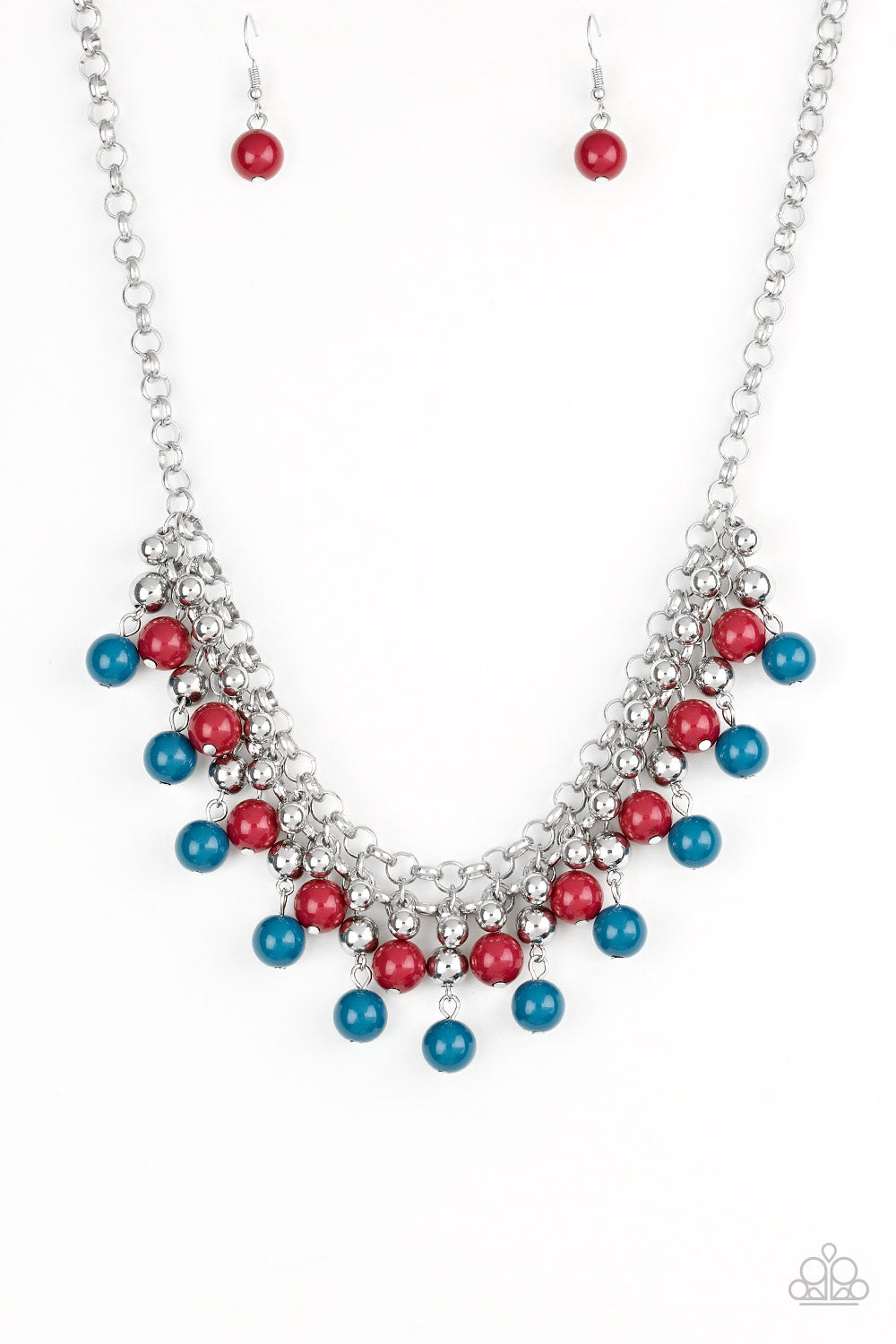 FRIDAY NIGHT FRINGE - MULTI RED AND BLUE FRINGE NECKLACE