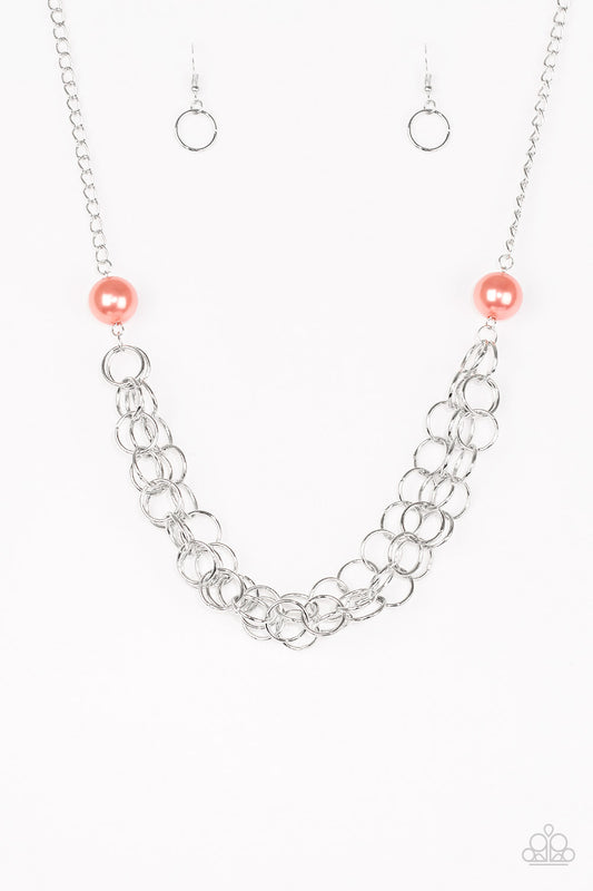 DARING DIVA - ORANGE PEARLS NECKLACE