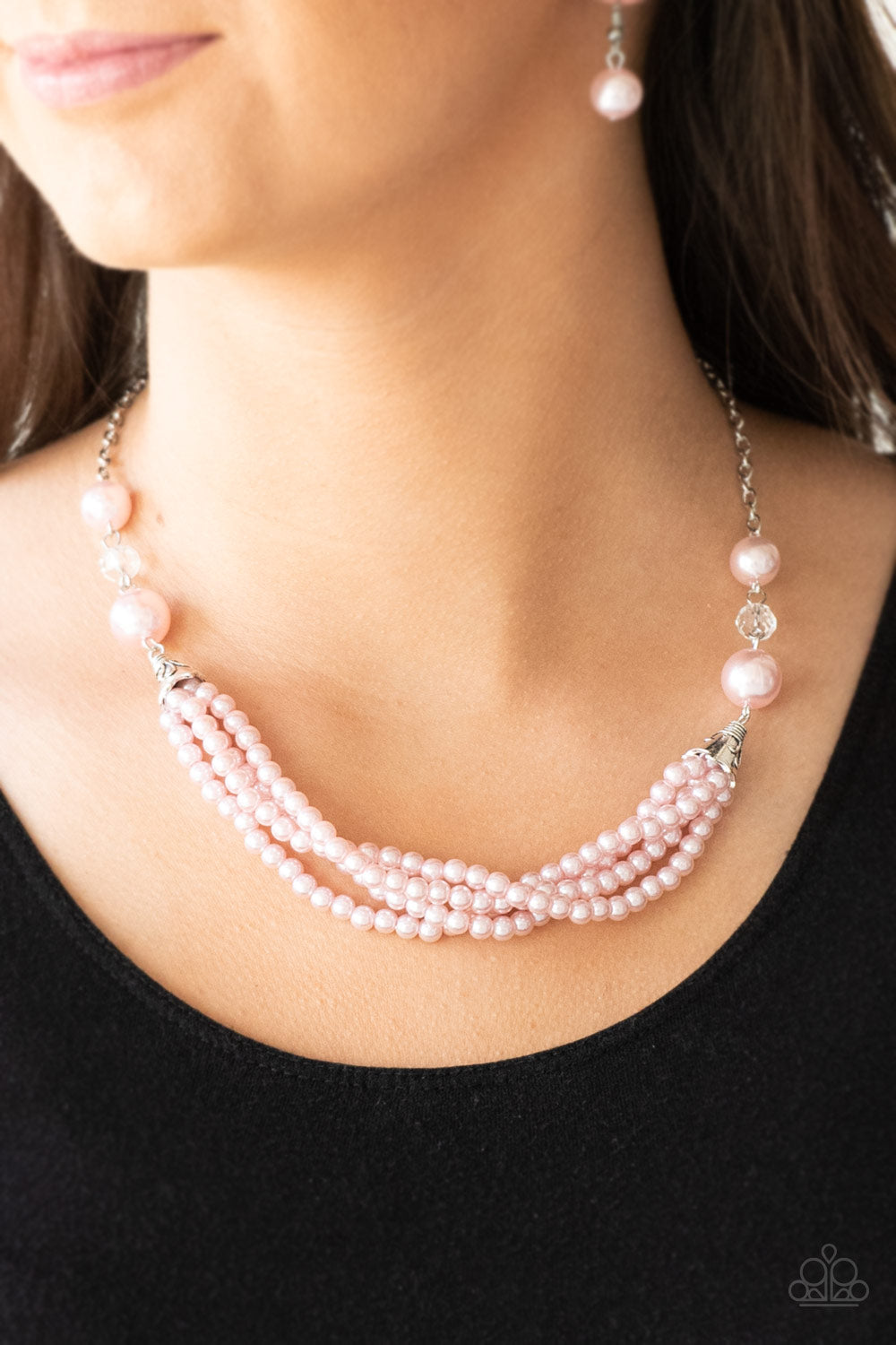 Pink pearl store necklace