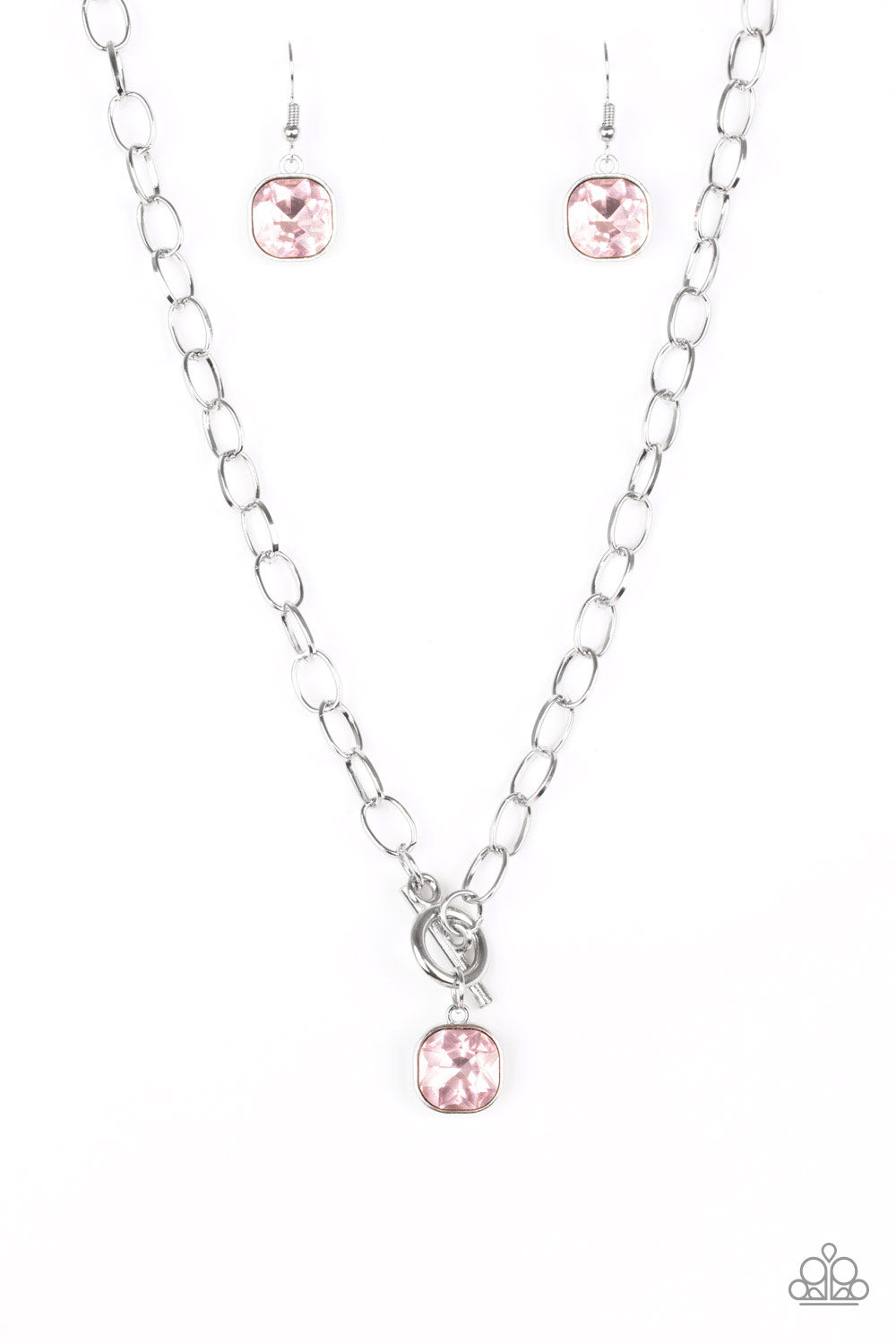 DYNAMITE DAZZLE - PINK DIAMOND RHINESTONE TOGGLE NECKLACE