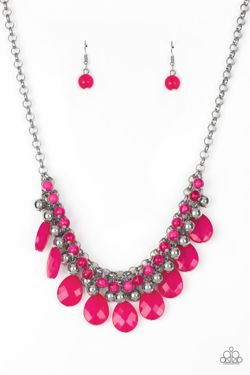TRENDING TROPICANA - PINK TEARDROPS NECKLACE