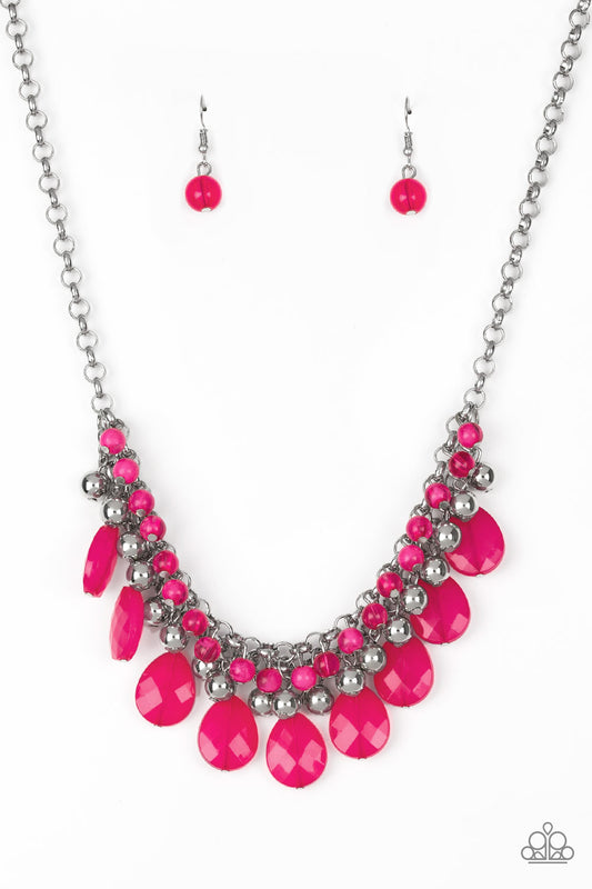 TRENDING TROPICANA - PINK TEARDROPS NECKLACE
