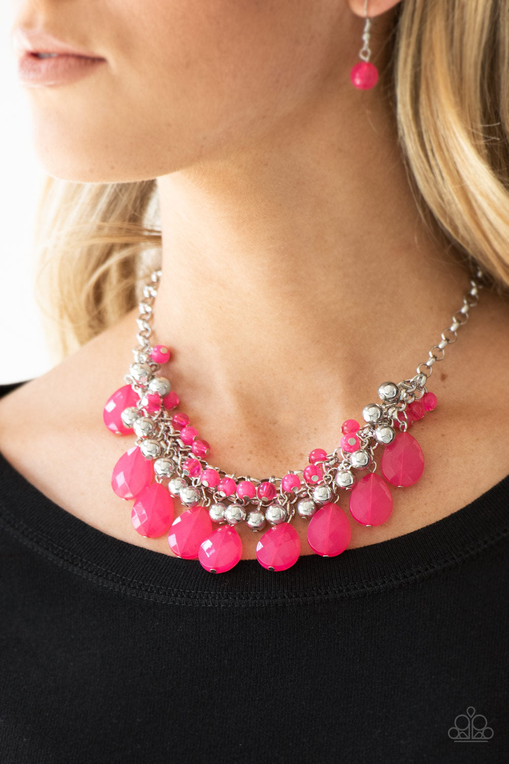 TRENDING TROPICANA - PINK TEARDROPS NECKLACE