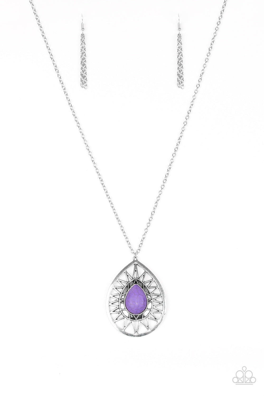 SUMMER SUNBEAM - PURPLE TEARDROP SUN BURST NECKLACE