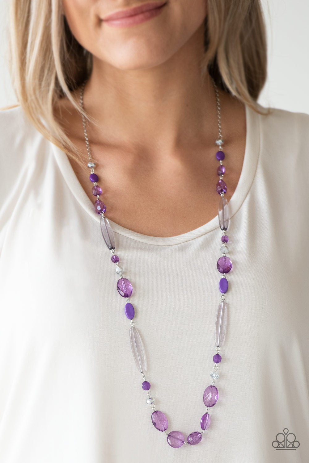 QUITE QUINTESSENCE - PURPLE CLEAR BEADS NECKLACE