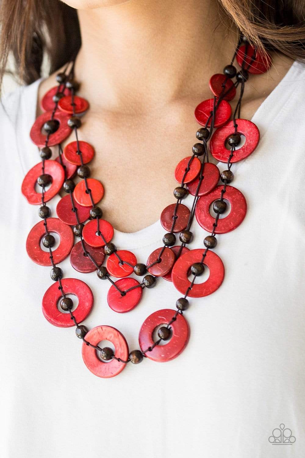 Red wood necklace paparazzi sales