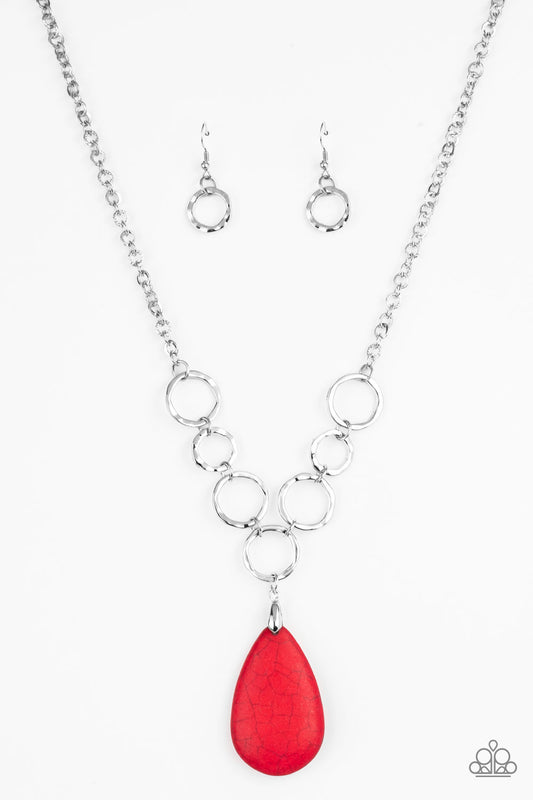 LIVIN ON A PRAIRIE - RED TEARDROP SANDSTONE NECKLACE