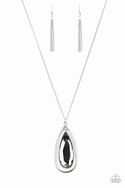 THE ROYAL CORONATION - SILVER SMOKY TEARDROP NECKLACE
