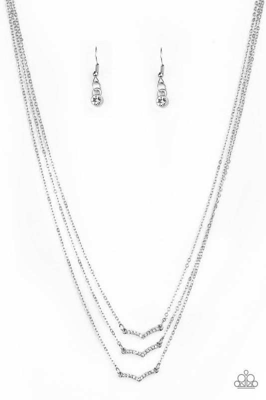 PRETTY PETITE - WHITE RHINESTONES DAINTY 3 LAYER NECKLACE