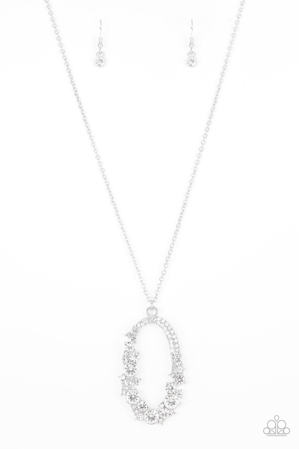 SPOTLIGHT SOCIAL - WHITE OVAL DIAMOND RHINESTONE NECKLACE