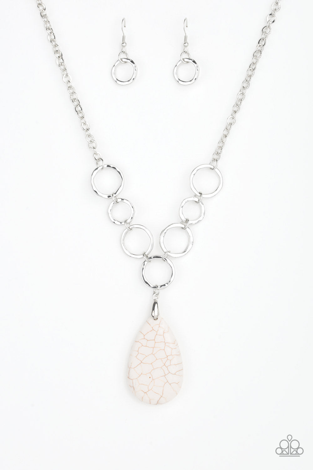 LIVIN ON A PRAIRIE - WHITE CRACKLE STONE TEARDROP NECKLACE