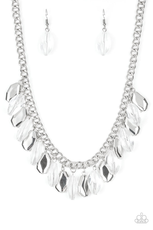 FRINGE FABULOUS - WHITE CLEAR ACRYLIC FRINGE NECKLACE