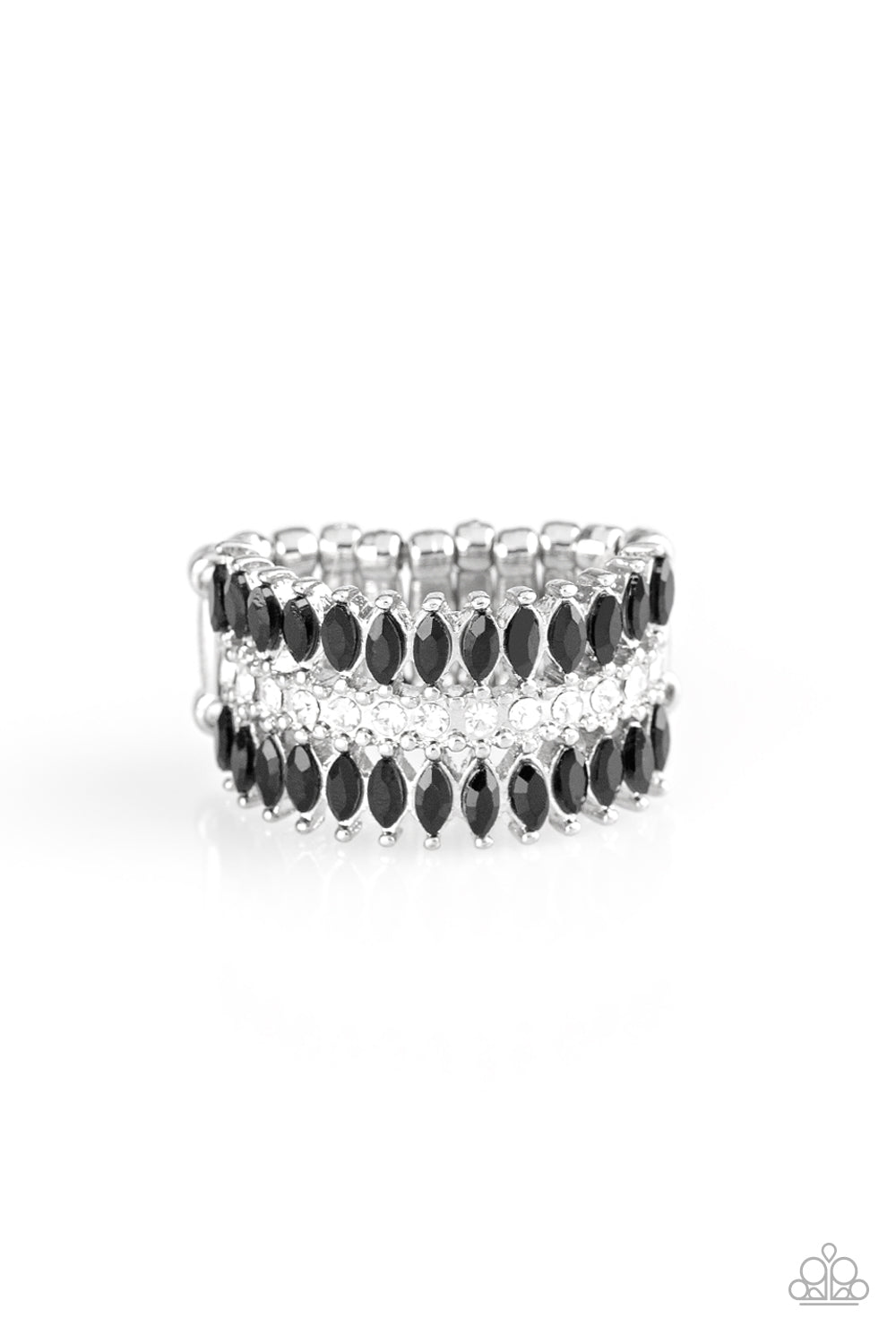 TREASURY FUND - BLACK RHINESTONES STRETCH RING