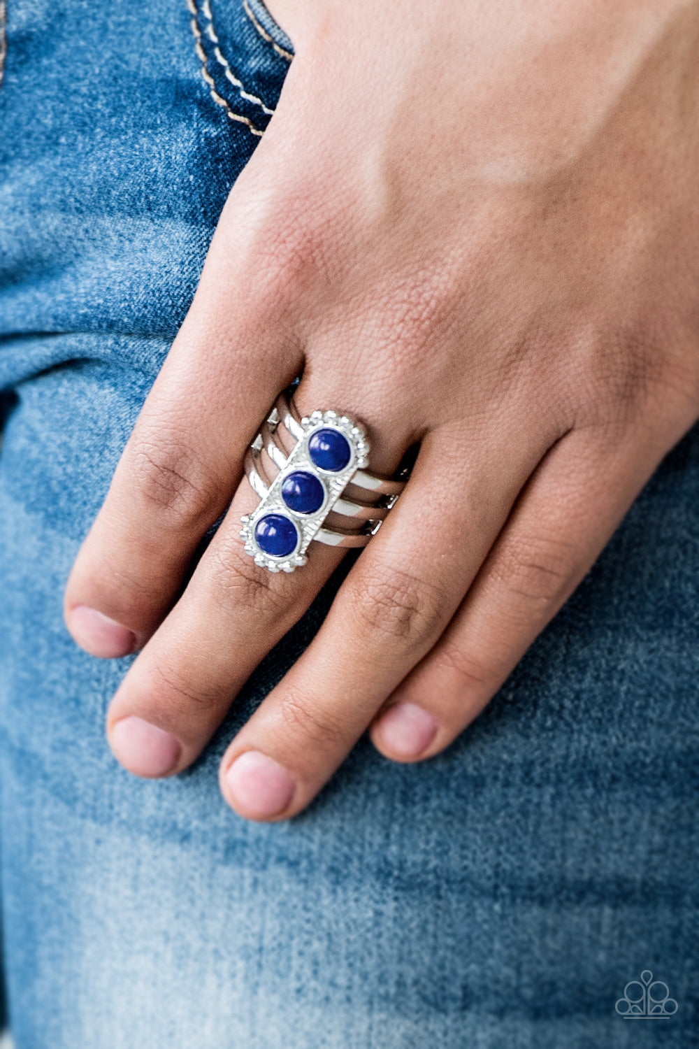 RIO TRIO - BLUE NAVY NATURAL STONE STOP LIGHT RING