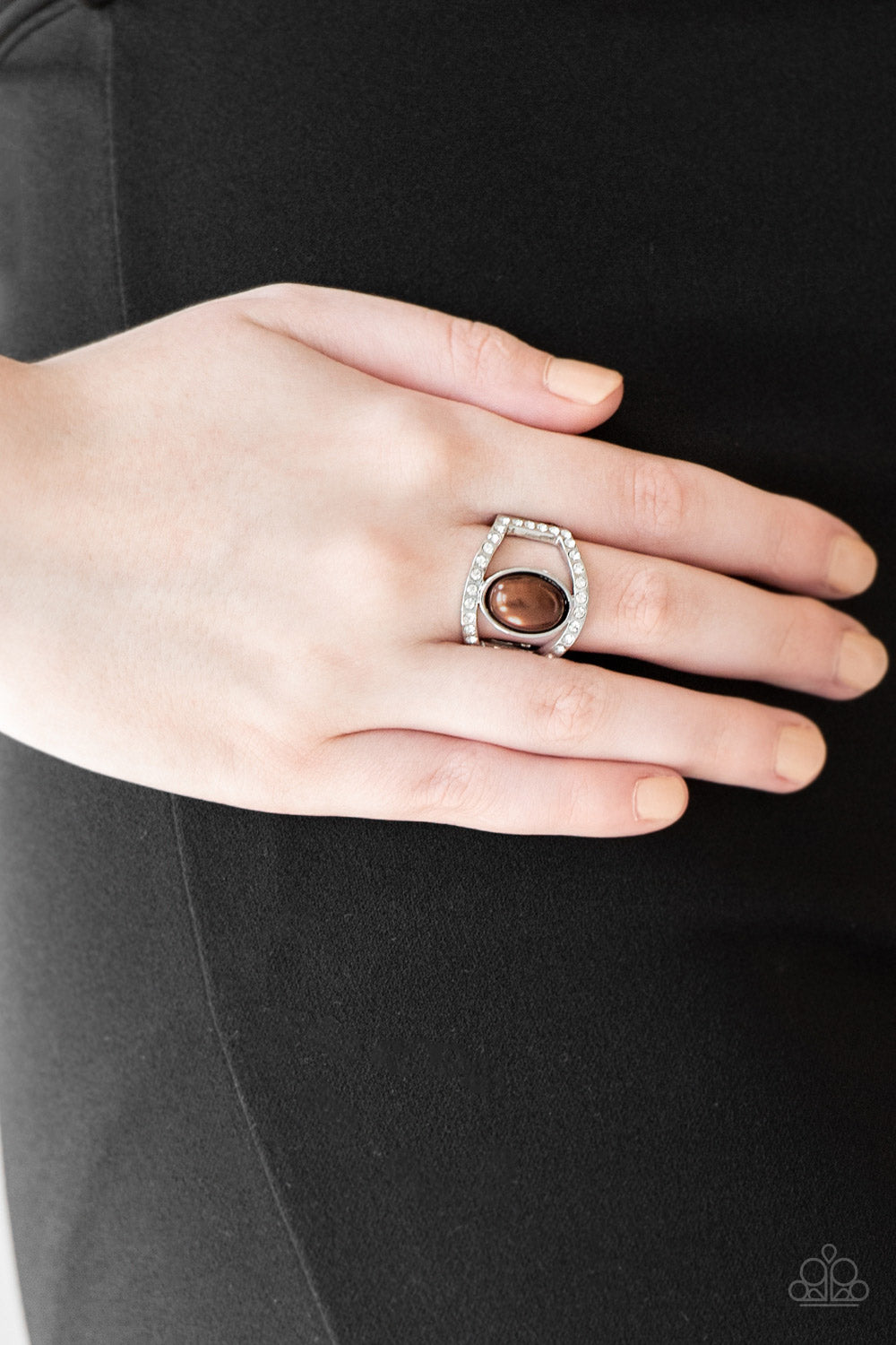 RADIATING RICHES - BROWN OVAL PEARL RING