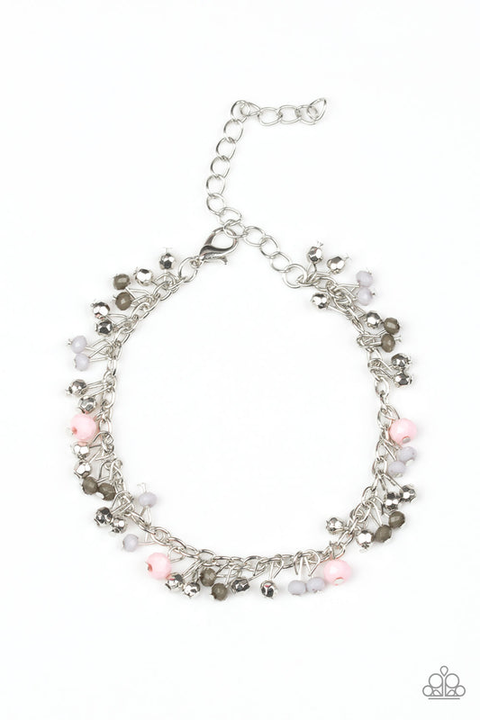 AQUATIC ADVENTURE - PINK AND GREEN BEADS FRINGE BRACELET