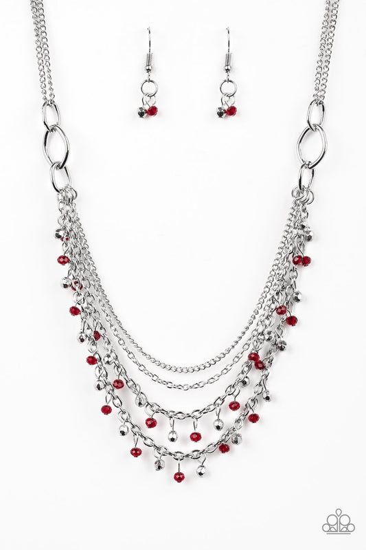 FINANCIALLY FABULOUS - RED FRINGE NECKLACE
