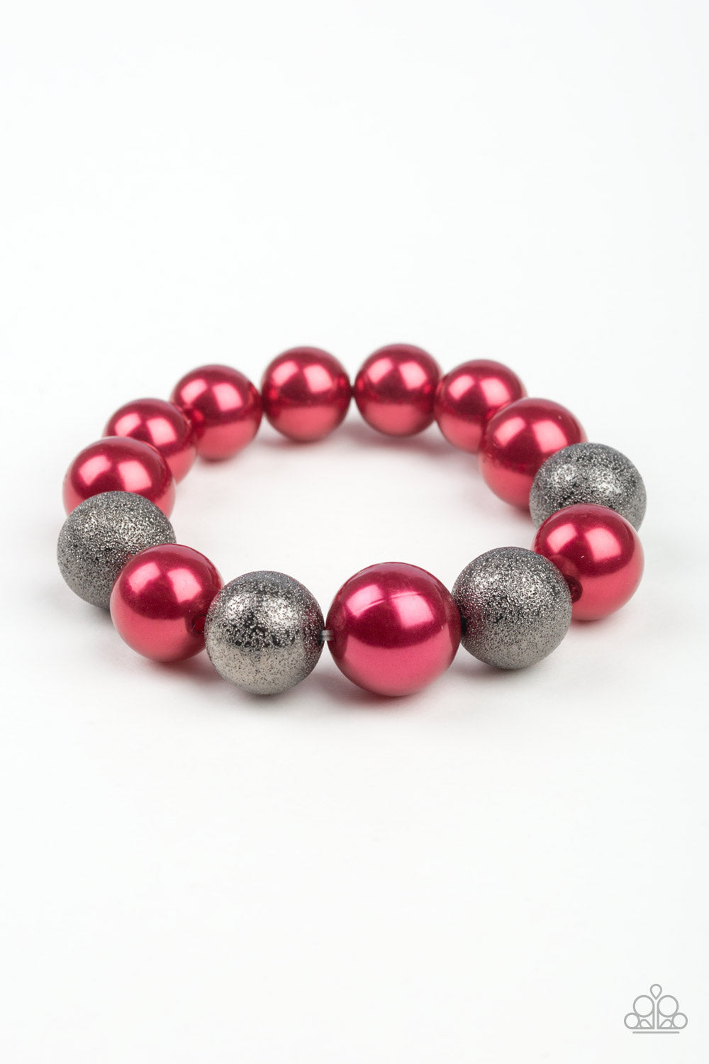 HUMBLE HUSTLE - RED PEARLS AND BLACK STRETCH BRACELET