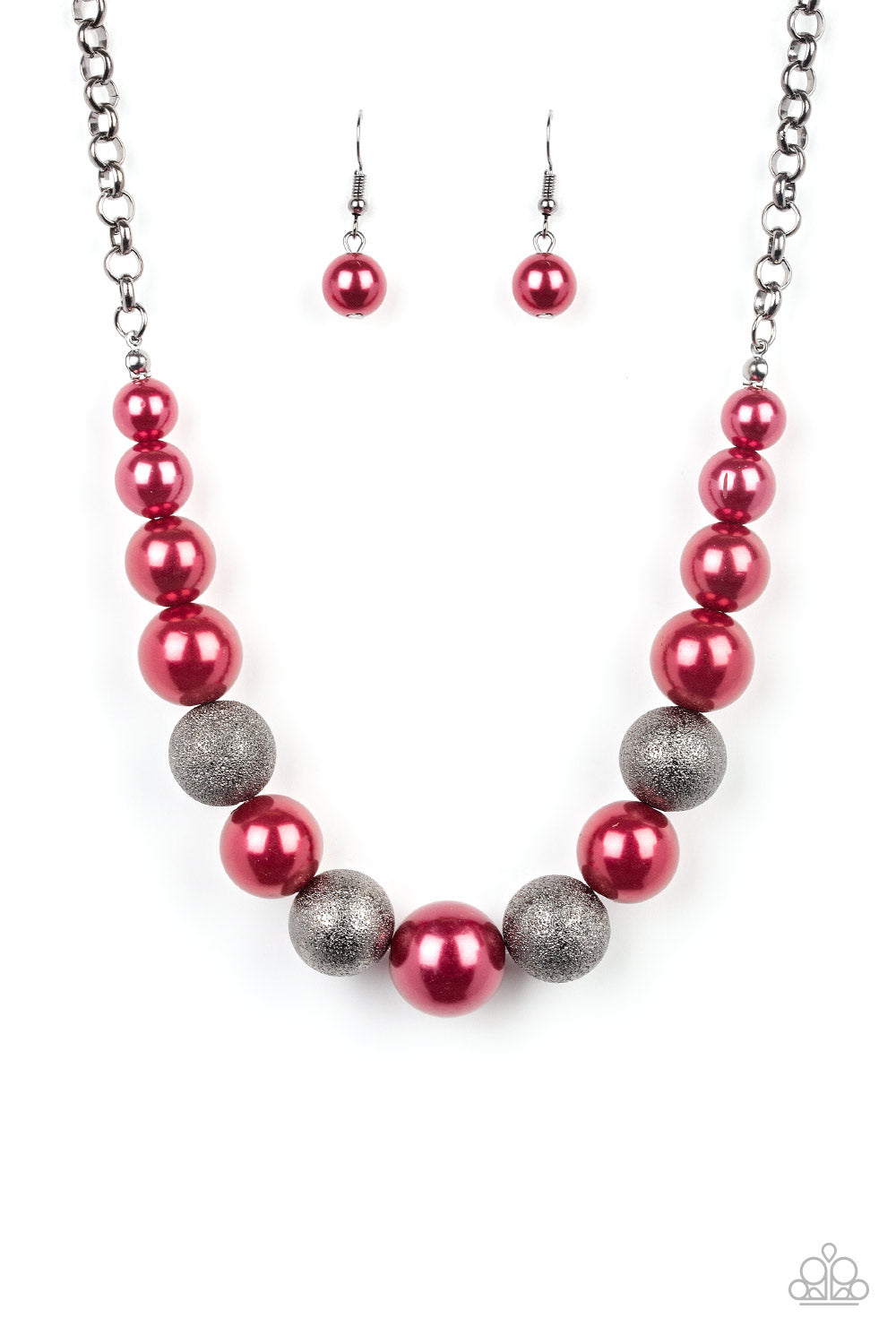 COLOR ME CEO - RED AND BLACK PEARLS NECKLACE