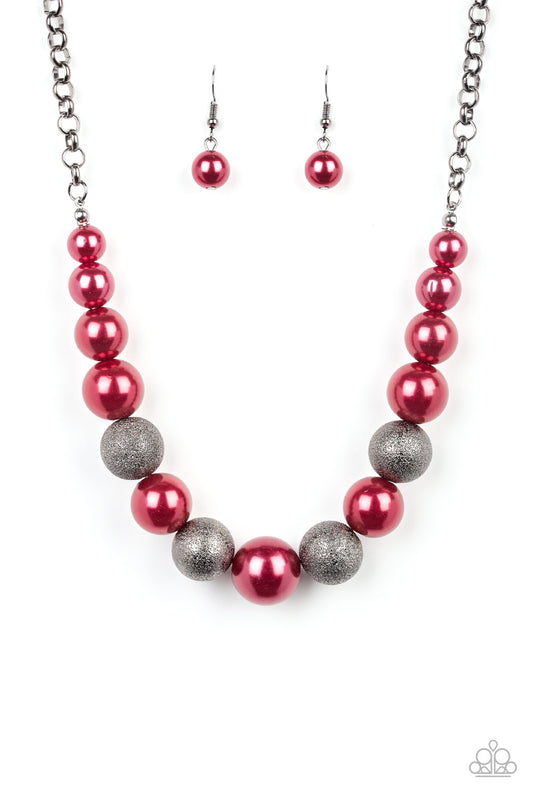 COLOR ME CEO - RED AND BLACK PEARLS NECKLACE