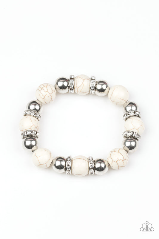 RULING CLASS RADIANCE - WHITE TUQUOISE RHINESTONES STRETCH BRACELET