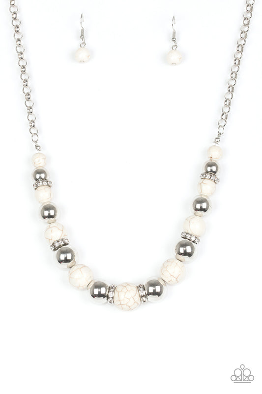 THE RULING CLASS - WHITE TURQUOISE RHINESTONES NECKLACE