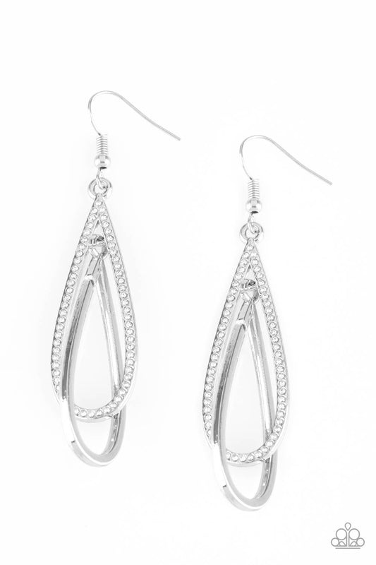 SPOTLIGHT SPLENDOR - WHITE FLOATING TEARDROPS EARRINGS