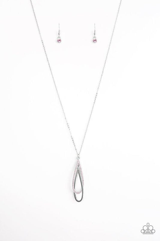 STEP INTO THE SPOTLIGHT - PINK FLOATING TEARDROPS NECKLACE