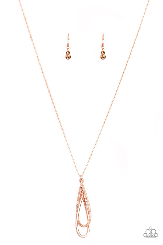 STEP INTO THE SPOTLIGHT - COPPER FLOATING TEARDROPS NECKLACE