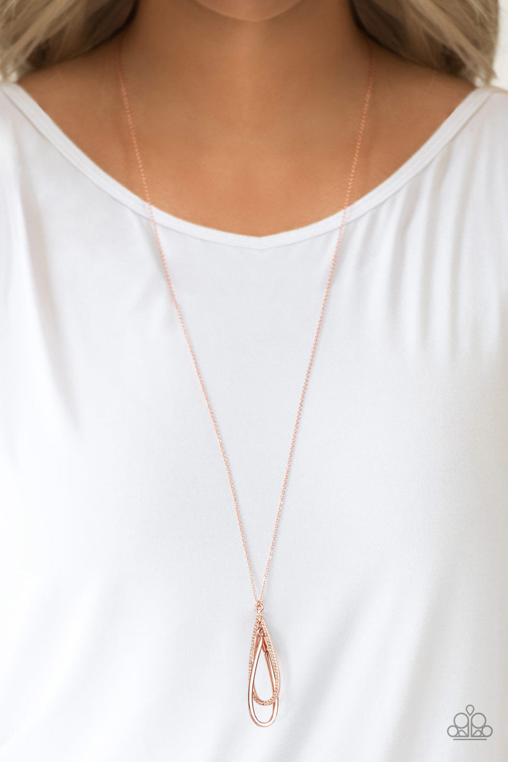 STEP INTO THE SPOTLIGHT - COPPER FLOATING TEARDROPS NECKLACE