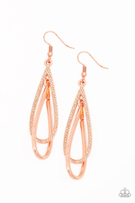 SPOTLIGHT SPLENDOR - COPPER FLOATING TEARDROPS EARRINGS