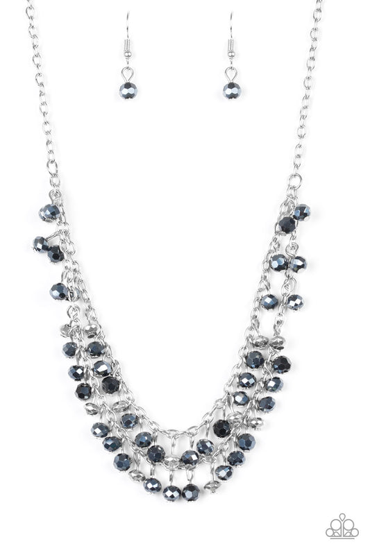 SO IN SEASON - BLUE METALLIC NAVY BEADS NECKLACE