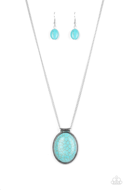 SOUTHWEST SHOWDOWN - BLUE OVAL CRACKLE STONE NECKLACE