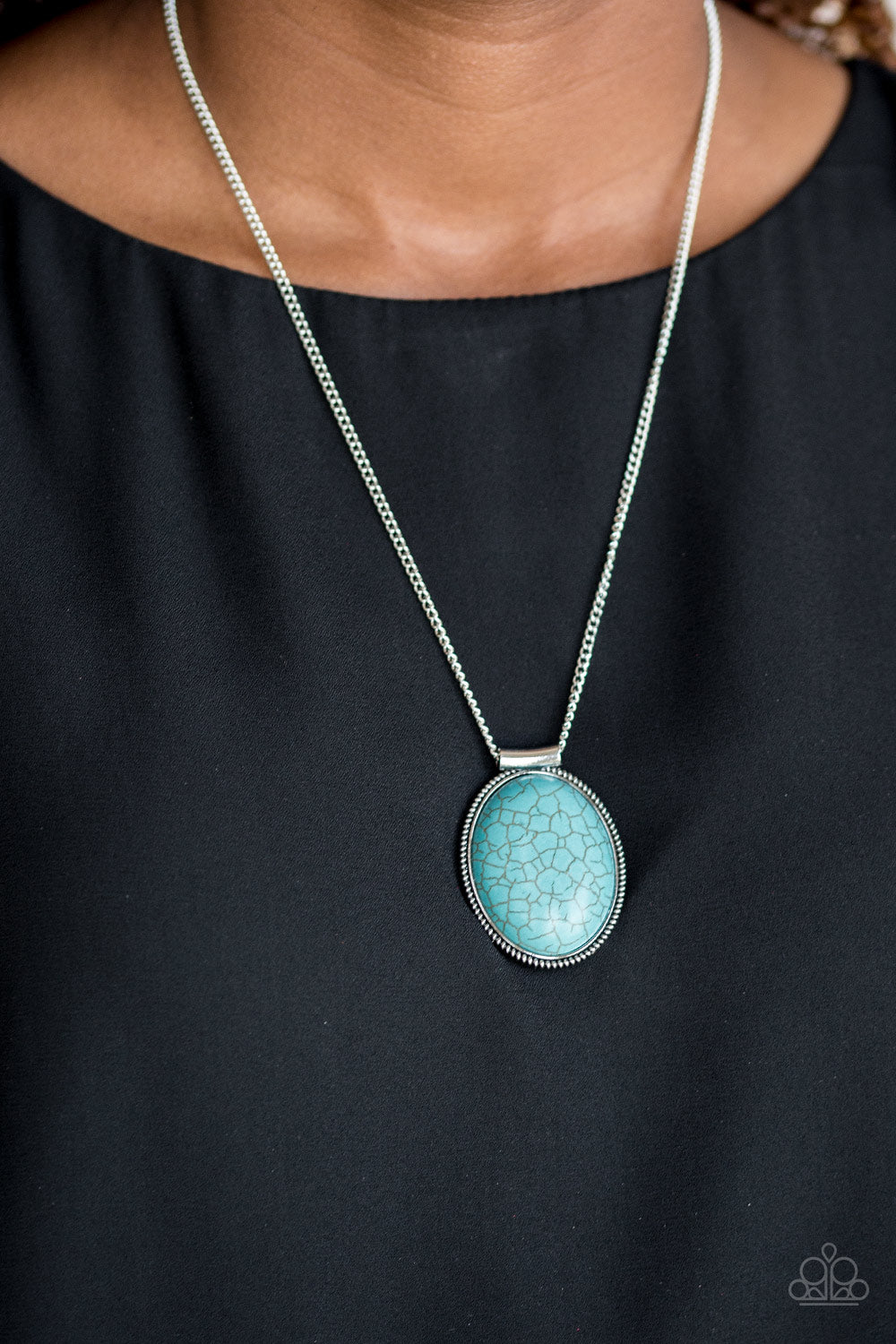 SOUTHWEST SHOWDOWN - BLUE OVAL CRACKLE STONE NECKLACE