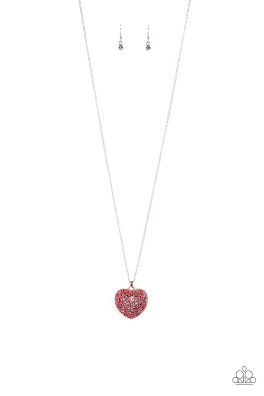 LOVE IS ALL AROUND - RED FILIGREE HEART NECKLACE