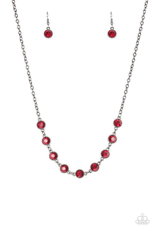 STARLIT SOCIALS - RED RHINESTONE NECKLACE