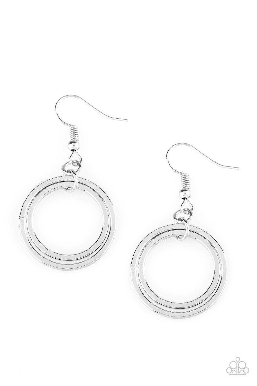 THE GLEAM OF MY DREAMS - SILVER DOUBLE CIRCLE DAINTY HOOP EARRINGS
