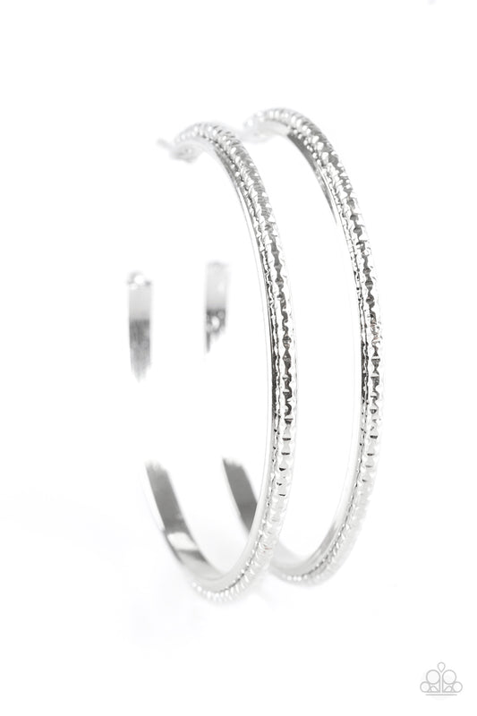 GIRL GANG - SILVER TEXTURED DOUBLE WIRE HOOP EARRINGS