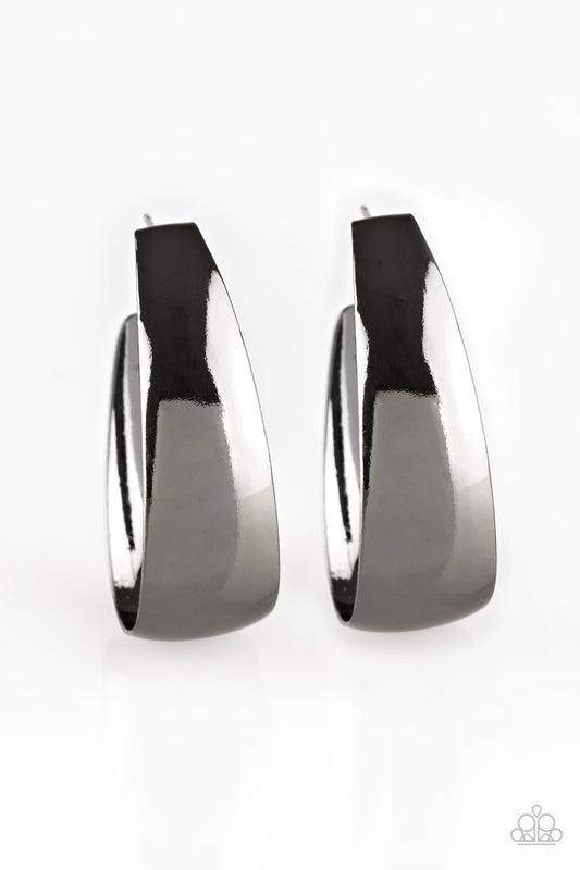 GYPSY BELLE - BLACK GUNMETAL POLISHED MEDIUM HOOP EARRINGS