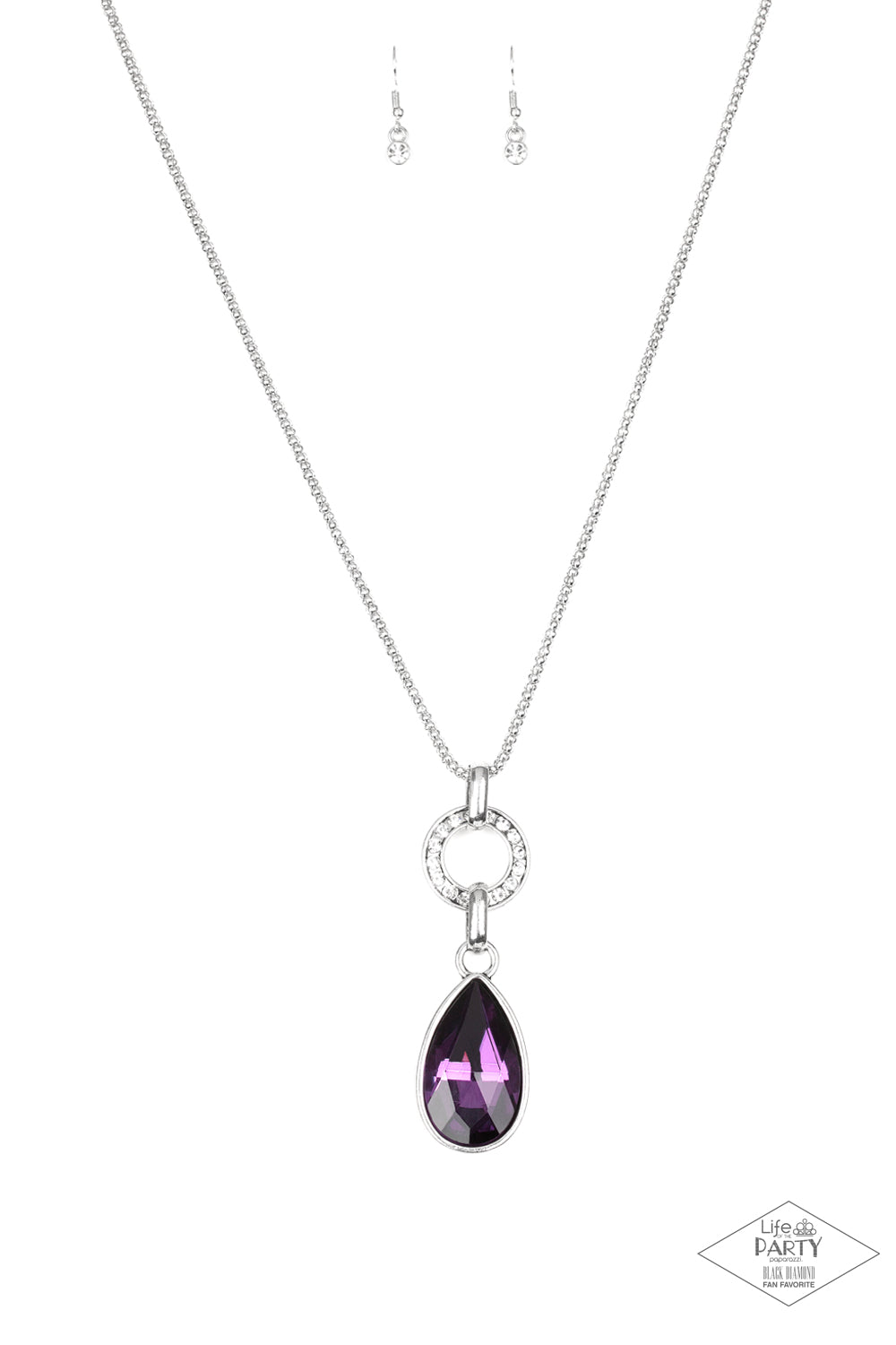 LOOKIN LIKE A MILLION - PURPLE AMETHYST RHINESTONE TEARDROP NECKLACE